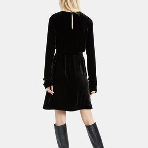 Short Slit-Sleeve Sheath Dress in Crinkled Velvet